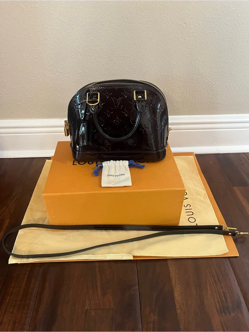 Louis Vuitton Vernis Alma BB Satchel in Deep Bordeaux Patent